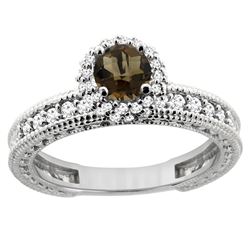 0.91 CTW Quartz & Diamond Ring 14K White Gold - REF-65F9N