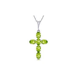 Genuine 1.50 ctw Peridot Necklace 14KT White Gold - REF-32A8K