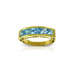Genuine 2.25 ctw Blue Topaz Ring 14KT Yellow Gold - REF-54V2W