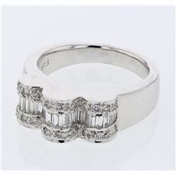 Natural 0.82 CTW Baguette & Diamond Ring 14K White Gold - REF-153X9T