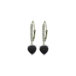 Genuine 3.4 ctw Sapphire & Diamond Earrings 14KT White Gold - REF-75M6T