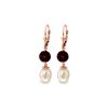 Image 1 : Genuine 11.10 ctw Pearl & Garnet Earrings 14KT Rose Gold - REF-26W6Y