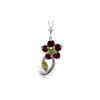 Image 1 : Genuine 0.87 ctw Peridot & Ruby Necklace 14KT White Gold - REF-26P9H