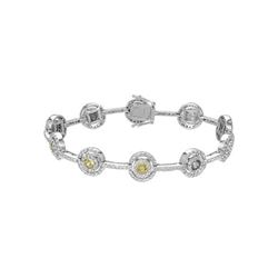 Natural 6.03 CTW Multi-Sapphire & Diamond Bracelet 14K White Gold - REF-357N3Y