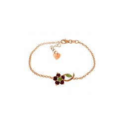 Genuine 0.87 ctw Peridot & Ruby Bracelet 14KT Rose Gold - REF-52A2K