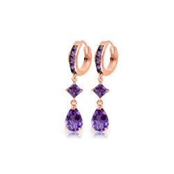 Genuine 5.62 ctw Amethyst Earrings 14KT Rose Gold - REF-62V7W