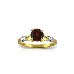 Genuine 1.07 ctw Garnet & Diamond Ring 14KT Yellow Gold - REF-27M8T