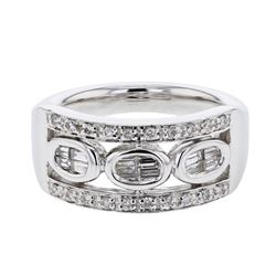 Natural 0.49 CTW Baguette & Diamond Ring 18K White Gold - REF-151F2M