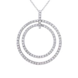 Natural 1.16 CTW Diamond Necklace 18K White Gold - REF-209N7Y