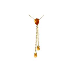 Genuine 3.75 ctw Citrine Necklace 14KT Yellow Gold - REF-23N5R