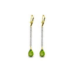 Genuine 3.6 ctw Peridot & Diamond Earrings 14KT Yellow Gold - REF-50H9X