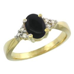 0.81 CTW Onyx & Diamond Ring 14K Yellow Gold - REF-37M4A