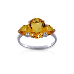 Genuine 3.5 ctw Citrine Ring 14KT White Gold - REF-37R7P