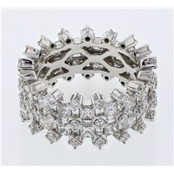 Natural 4.79 CTW Princess Diamond & Baguette Ring 18K White Gold - REF-692W3H