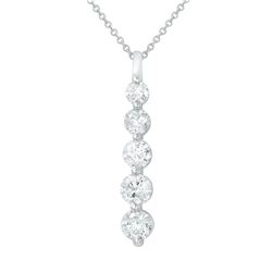 Natural 1 CTW Diamond Necklace 14K White Gold - REF-115W2H
