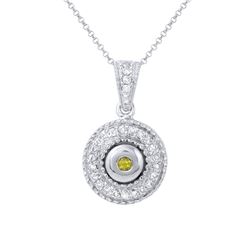 Natural 0.47 CTW Yellow Sapphire & Diamond Necklace 14K White Gold - REF-63T9X