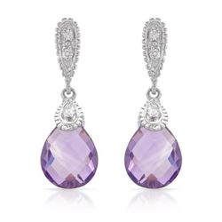 Natural 4.48 CTW Amethyst & Diamond Earrings 14K White Gold - REF-43N2Y