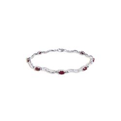 Genuine 2.01 ctw Ruby & Diamond Bracelet 14KT White Gold - REF-82R3P
