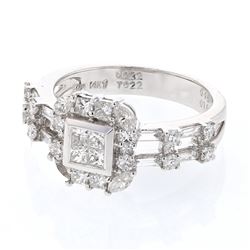 Natural 1.16 CTW Princess Diamond Ring 14K White Gold - REF-149T4X