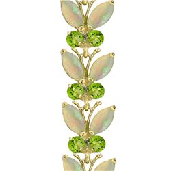 Genuine 12 ctw Opal & Peridot Bracelet 14KT White Gold - REF-189A3K