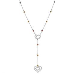 Natural 2.17 CTW Multi-Sapphire & Diamond Necklace 14K White Gold - REF-112F5M