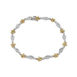 Natural 2.46 CTW Diamond & Yellow Round Diamond Bracelet 14K Two Tone Yellow Gold - REF-172T8X