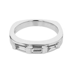 Natural 0.51 CTW Baguette Band Ring W=4MM 18K Gold - REF-83N7Y