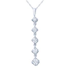 Natural 0.75 CTW Diamond Necklace 14K White Gold - REF-89W3H