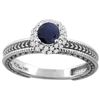 Image 1 : 0.85 CTW Blue Sapphire & Diamond Ring 14K White Gold - REF-89Y5V