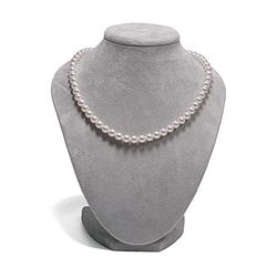 White Hanadama Japanese Akoya Pearl Necklace, 7.0-7.5mm