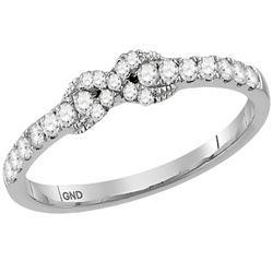 14kt White Gold Womens Round Diamond Infinity Knot Stackable Band Ring 1/4 Cttw