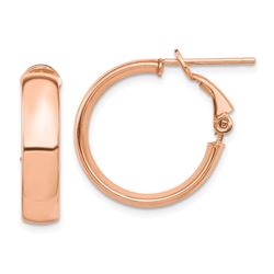 14k Rose Gold Omega Back Hoop Earrings - 5x20 mm