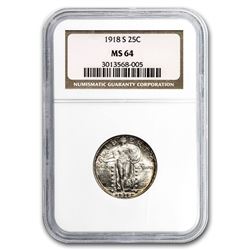 1918-S Standing Liberty Quarter MS-64 NGC