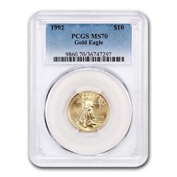 1992 1/4 oz Gold American Eagle MS-70 PCGS