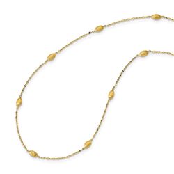 14k Yellow Gold Diamond-cut w/Satin Oval Beads Necklace - 18 in.