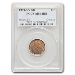 1909-S VDB Lincoln Cent MS-64 PCGS (Red/Brown)