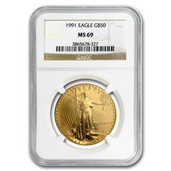 1991 1 oz Gold American Eagle MS-69 NGC