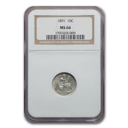 1891 Liberty Seated Dime MS-66 NGC