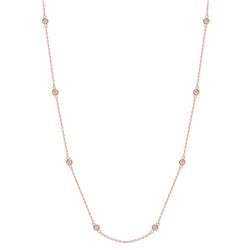 Natural 0.32 CTW Round Cut Bezel Set Diamond Train Necklace 18KT Rose Gold