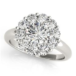 Natural 1.38 ctw Diamond Solitaire Halo Ring 14k White Gold