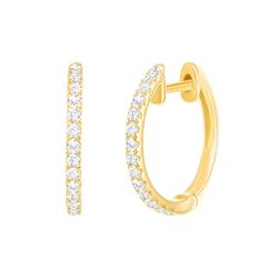 Natural 0.26 CTW Diamond Huggie Hoops 14KT Yellow Gold