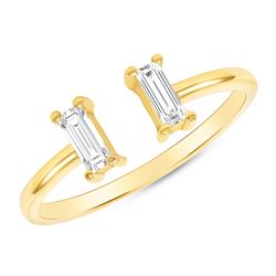 Natural 0.27 CTW Stackable Baguette Diamond Cuff Ring 18KT Yellow Gold