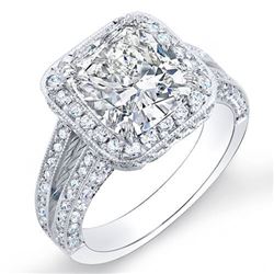 Natural 2.32 CTW Halo Cushion Cut Pave Diamond Engagement Ring 14KT White Gold