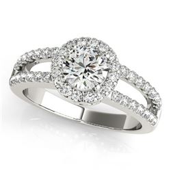 Natural 1.25 ctw Diamond Halo Ring 14k White Gold