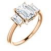 Image 1 : Natural 3.32 CTW Emerald Cut 3-Stone Diamond Engagement Ring 14KT Rose Gold