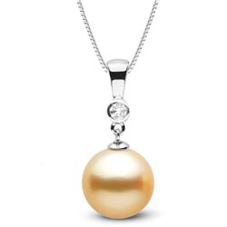 Golden South Sea Pearl and Diamond Bezel Pendant