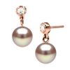 Image 1 : Lavender Pearl and Dainty Diamond Dangle Earrings, 7.5-8.0mm