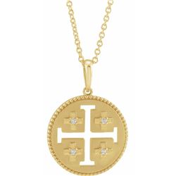 Natural 0.27 CTW Jerusalem Cross Necklace 14KT Yellow Gold