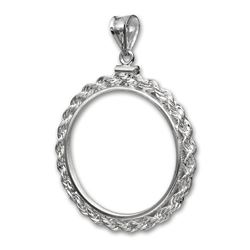 14K White Gold Screw-Top Rope Polished Bezel - 16.5 mm