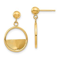 14k Yellow Gold Circle Dangle Post Earrings
